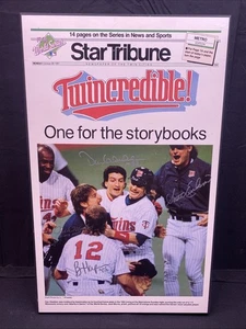 1991 World Series Minnesota Twins Star Tribune Papier Plakette signiert - Original - Bild 1 von 20