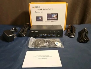 KVM Switch 3 Monitors 3 Computers 8K@60Hz MLEEDA HDMI 4 USB 3.0 Ports Wired Remo - Afbeelding 1 van 9