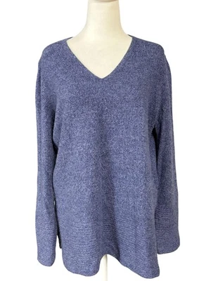 Suéter Lord & Taylor 100 % cachemir cuello en V para mujer L azul dobladillo acanalado tejido suave Foto 1 de 4