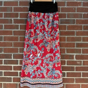 Apt. 9 Red Multicolor Paisley Senefa Tummy Control Long Maxi Skirt Size XL - Picture 1 of 5