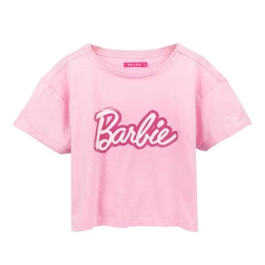 Barbie Womens/Ladies Distressed Logo Crop Top NS7642 - Picture 1 of 3