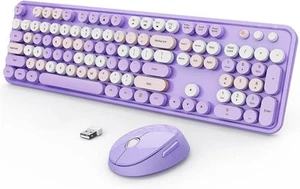 Wireless Keyboard and Mouse Combo, USB Wireless Retro Keyboard - Picture 1 of 8