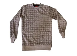 Killion Brown Black Squares Crewneck Sweater With Front Pockets Men’s Medium NWT - Picture 1 of 2