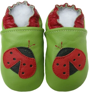 carozoo coccinella verde outdoor suola gomma scarpe pelle fino a 4 anni - Foto 1 di 2