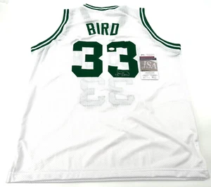 LARRY BIRD BOSTON CELTICS AUTOGRAPHED WHITE STITCHED JERSEY JSA WITNESS COA - Picture 1 of 2