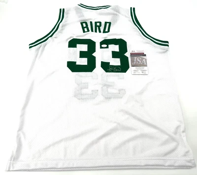 LARRY BIRD BOSTON CELTICS AUTOGRAPHED WHITE STITCHED JERSEY JSA WITNESS COA - Image 1 of 2