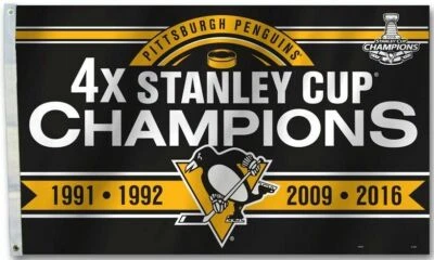 Питтсбург Пингвинз 4 X Кубок Стэнли чемпионов 3 x 5 флаг  - Изображение 1 из 2