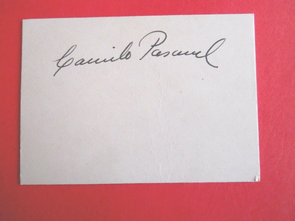 Camilo Pascual - Autographed 2 1/2" X 3" Card - Washington Senators - pitcher - Image 1 of 1