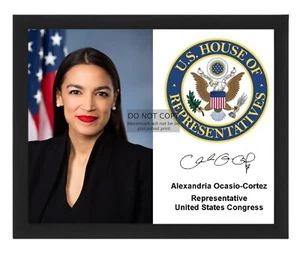 ALEXANDRIA CORTEZ AOC US HOUSE OF REPRESENTATIVES SEAL 8X10 FRAMED PHOTO - Picture 1 of 8