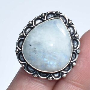 Rainbow Moon Stone 925 Sterling Silver Jewelry Ring Size 6.75 a996