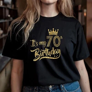 Women's 70th Birthday Shirt, Queen Crown 70 Years Old Gift Tee - Picture 1 of 7