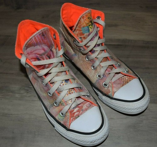 Converse Chuck Taylor All Star alte taglia 4 5 arancione floreale