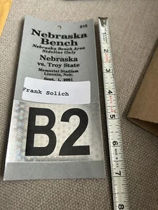 Vintage Official 2001 Nebraska Football FRANK SOLICH Bench Pass Ticket Troy - Picture 1 of 4