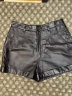 Women "Ba& Sh" Dark Brown Cuffed Leather Shorts. Size Med. Prev. Owned
