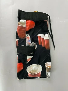 Y2K VTG. O'NEILL SURF Men's Red Cups Beer Party Board shorts swim trunks 30 - Picture 1 of 6