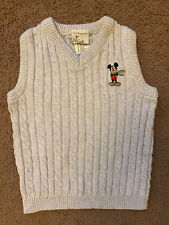 Disney Store Boys Mickey Mouse Holiday Cable Knit Sweater Vest Light Gray Size S
