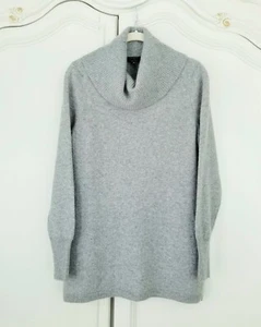 Suéter túnica manga larga cuello capucha cachemir gris Talbots mediano pequeño - Imagen 1 de 6