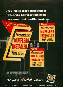 1958 NAPA Soundmaster Schalldämpfer Händler Incentive Vintage Print Ad - Bild 1 von 1