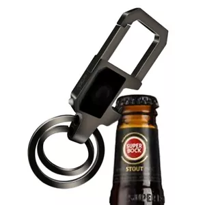 LED Light Bottle Opener Key Chain - Zinc Alloy, Dual Key Rings for Men & Women B - Picture 1 of 6