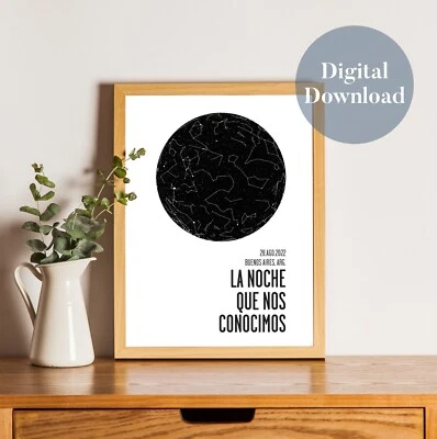 Personalized Star Map Constellation Digital Download Printable Gift First Kiss - Image 1 of 4