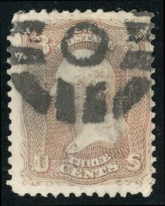 US Scott # 65 George Washington Perf 12 Rose 3¢ Fancy Cancel USED ***FREE SHIP** - Picture 1 of 2