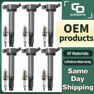 UF487 6 Ignition Coil + Spark Plug for 3.5L Toyota Avalon Camry Highlander Lexus - Picture 1 of 7