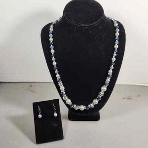 Juego de pendientes de collar marca Chicos blanco azul estrás con cuentas brillo perforado - Imagen 1 de 8