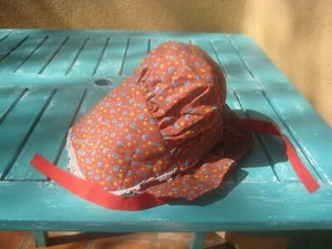 Pilgrim Pioneer Bonnet Adult Puritan Amish Prairie Costume Floral Hat Never Worn - Picture 1 of 5