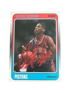 Dennis Rodman Signed Rookie Card PIA Red ink REPRINT - Picture 1 of 1