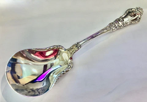 GorhamOLD BARONIAL Berry Spoon Sterling Silver 1898 - 9 1/4" - Mono (WFG) Cover