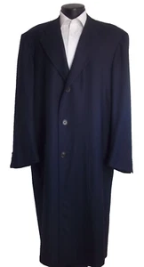 1# Kiton Napoli Solid Navy Blue 3Button Patch Pockets Wool Topcoat Overcoat 48L - Picture 1 of 10