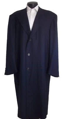 ( Kiton Napoli Solid Navy Blue 3Button Patch Pockets Wool Topcoat Overcoat 48L ) - Image 1 of 4