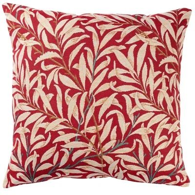 William Morris Willow Bough Tapestry Extra-Large Cushion in Red. 23x23" XL - Image 1 of 4