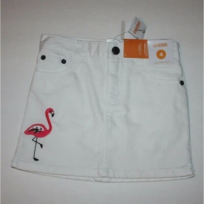 Gymboree Palm Beach Paradise White Flamingo Gem Denim Skort Skirt in size 4 NWT - Image 1 of 2