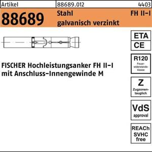 fischer Hochleistungsanker R 88689 FH II 12/M 8 I Stahl galvanisch verzinkt