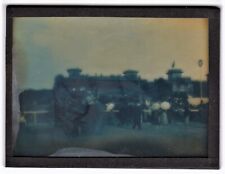 positive cyanotype glass photo horses race track Belgium ca 1905 positif verre