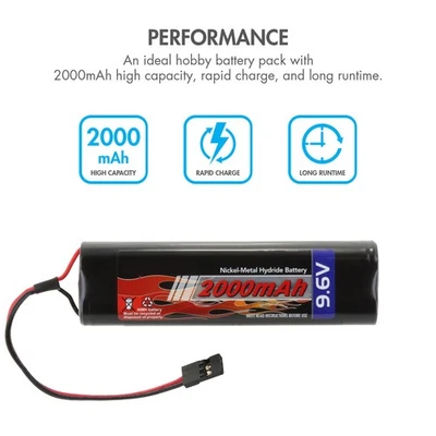 1PC 9.6V 2000mAh Futaba NT8S600B NiMH Receiver Battery Pack for RC Receivers USA - Image 1 of 4