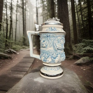 Avon 1989 Rennwagen Stein Sammlerstück Handarbeit Brasilien Deckel Bier Stein INDY - Bild 1 von 15