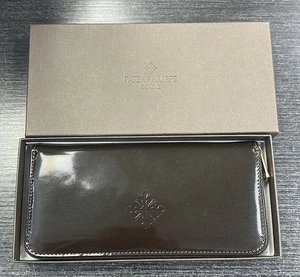 Patek Philippe Brown Shiny Long Leather Wallet /Card Holder With  Gold Tone Trim - Picture 1 of 9