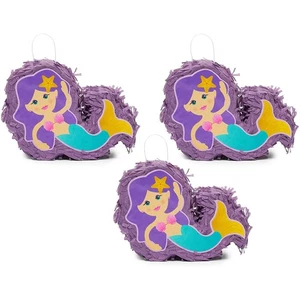 3 Pcs Mini Mermaid Piñatas for Girls Birthday Party Decorations, 8 x 5 x 2.5 In - Picture 1 of 6