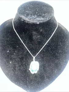 Signed TTSterling Silver Malachite Pendant And .925 Necklace  - Picture 1 of 7