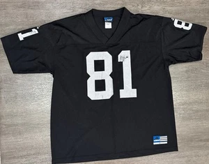 VTG Adidas Oakland Raiders Jersey Tim Brown #81 Black Silver XL - Picture 1 of 8