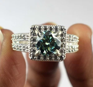 Blue Diamond Solitaire 2.93 Ct Round Brilliant Cut Certified Men's Birthday Ring - Picture 1 of 9