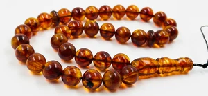 Bernstein Gebetsperlen Natur Baltischer Bernstein Rosenkranz Tasbih Muslim Tasbeeh gepresst - Bild 1 von 10