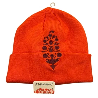 Шляпа-бини Free People Movement Iconic Buti вышитая OS огненно-красная новая с ценниками - Изображение 1 из 2