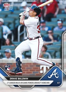 2025 Topps Now Drake Baldwin #530 - 1st Multi HR Game - Atlanta Braves - RC - Picture 1 of 2