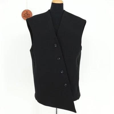 Chaleco Zara Negro Grande Cuello en V Asimétrico Dobladillo Botón Delantero Talla Pequeña Nuevo Sin Etiquetas Foto 1 de 4