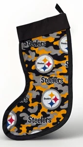 NFL Pittsburgh Steelers Holiday Christmas Stocking Handmade 13” Black Gold Camo - Picture 1 of 4