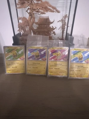 未拆封套装 - 4 件皮卡丘蜡染印度尼西亚宣传精灵宝可梦 101/SV-P 155 154 190/SV-P — 第 1/4 张图片