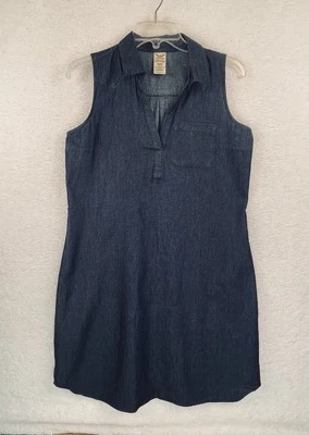 Faded Glory Sz 4-6 Denim Shirt Dress Split-Neck Center Back Pleat, Pocket 5986 - Image 1 of 4